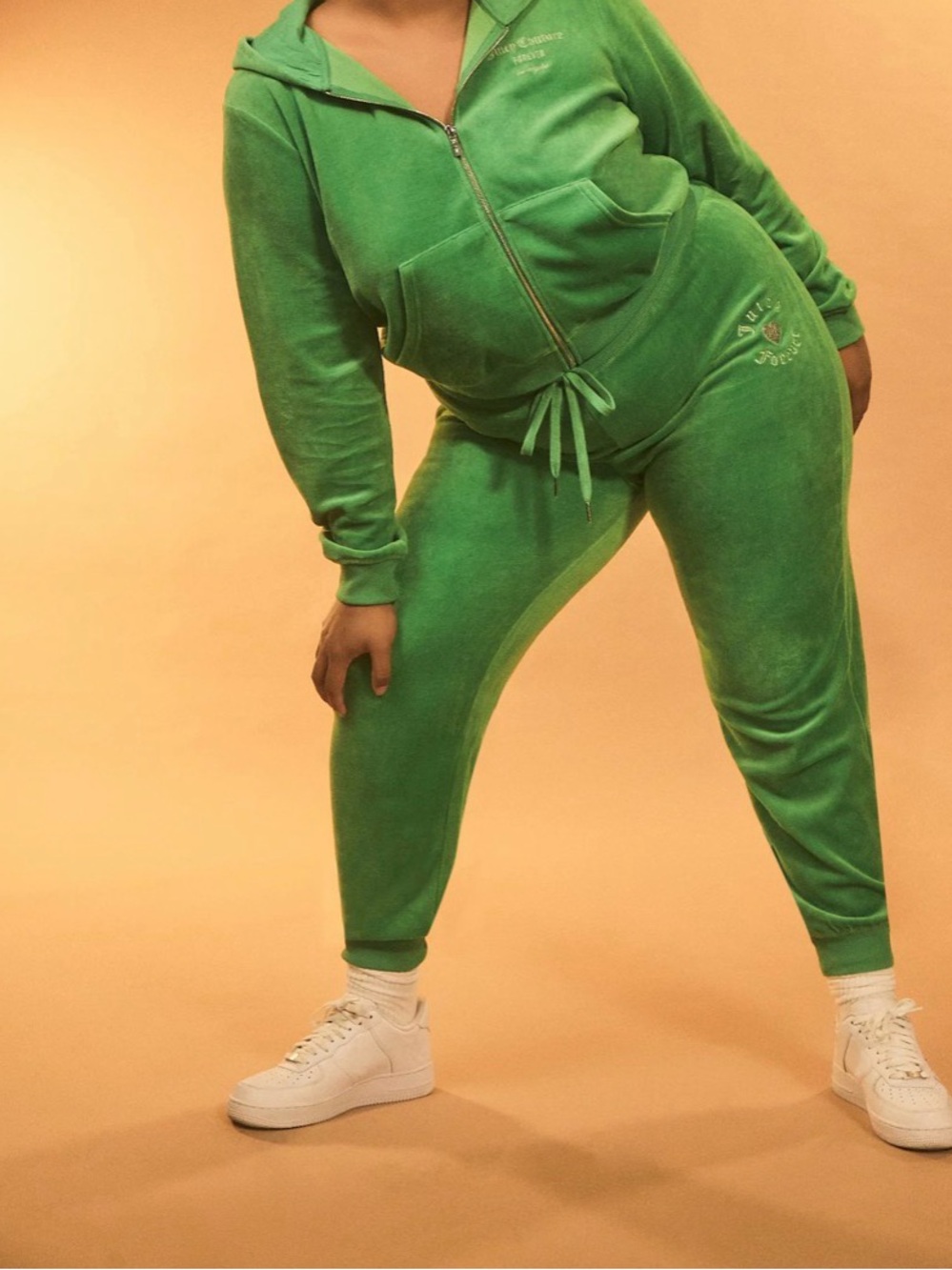 Juicy Couture x Forever 21 Green Velour Zip Hoodie & Joggers Set